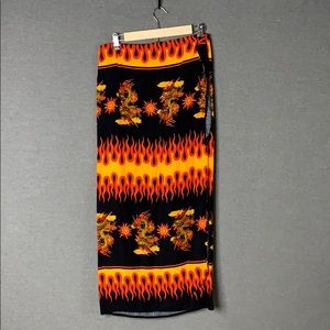 Dragon flame wrap skirt